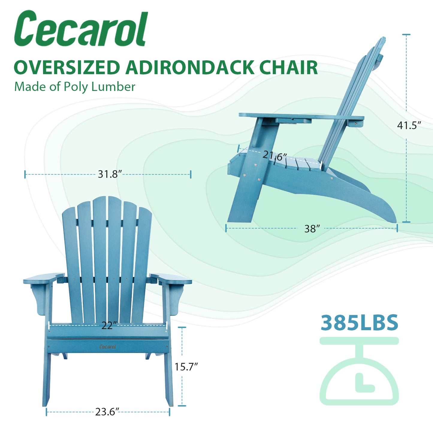 Cecarol Oversized Adirondack Chair - Blue