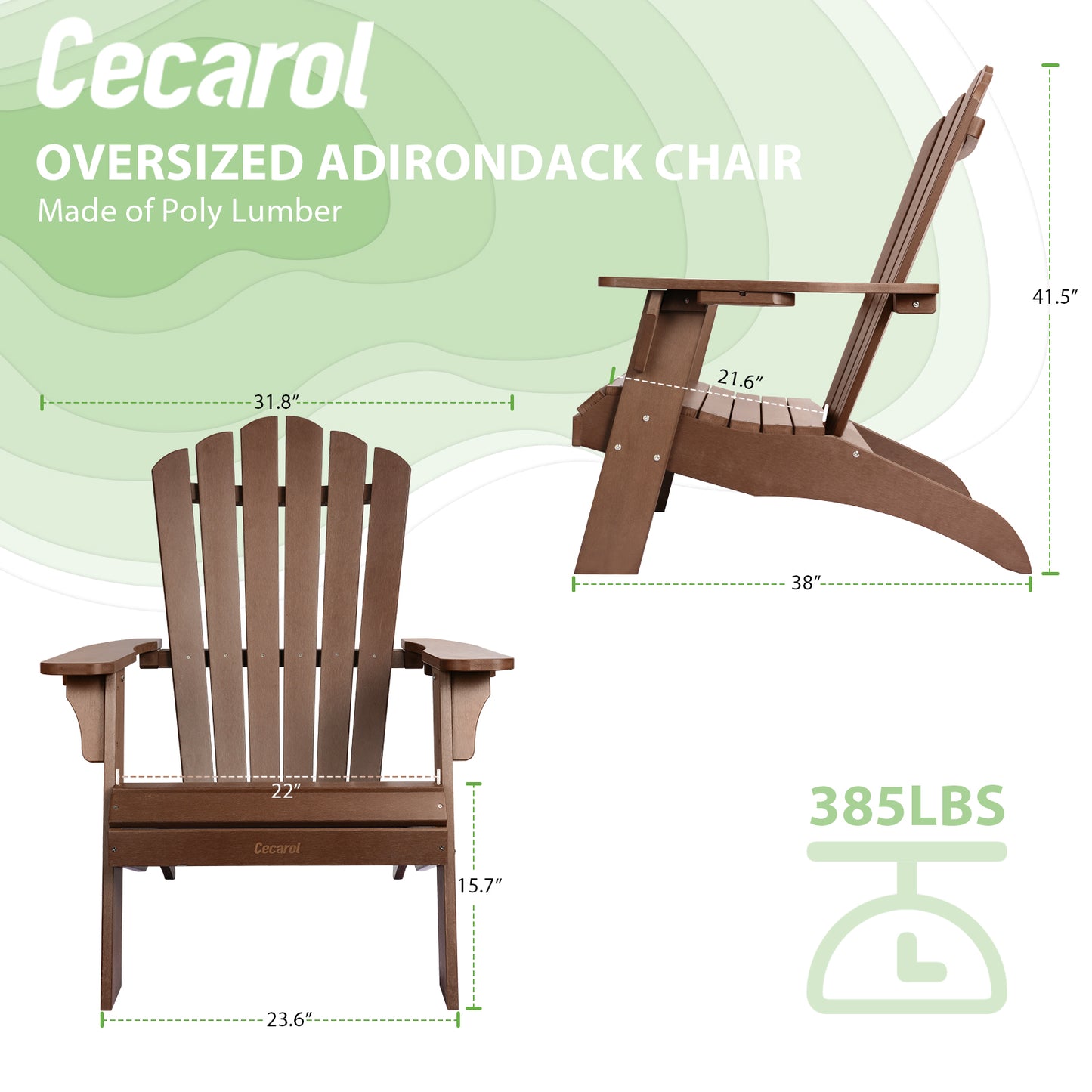 Cecarol Oversized Adirondack Chair - Coffee