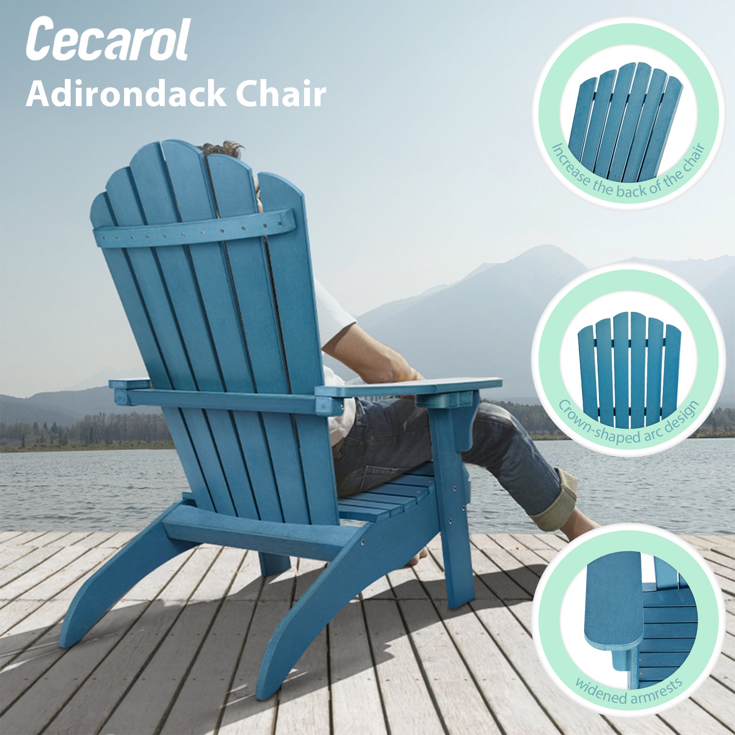 Cecarol Oversized Adirondack Chair - Blue