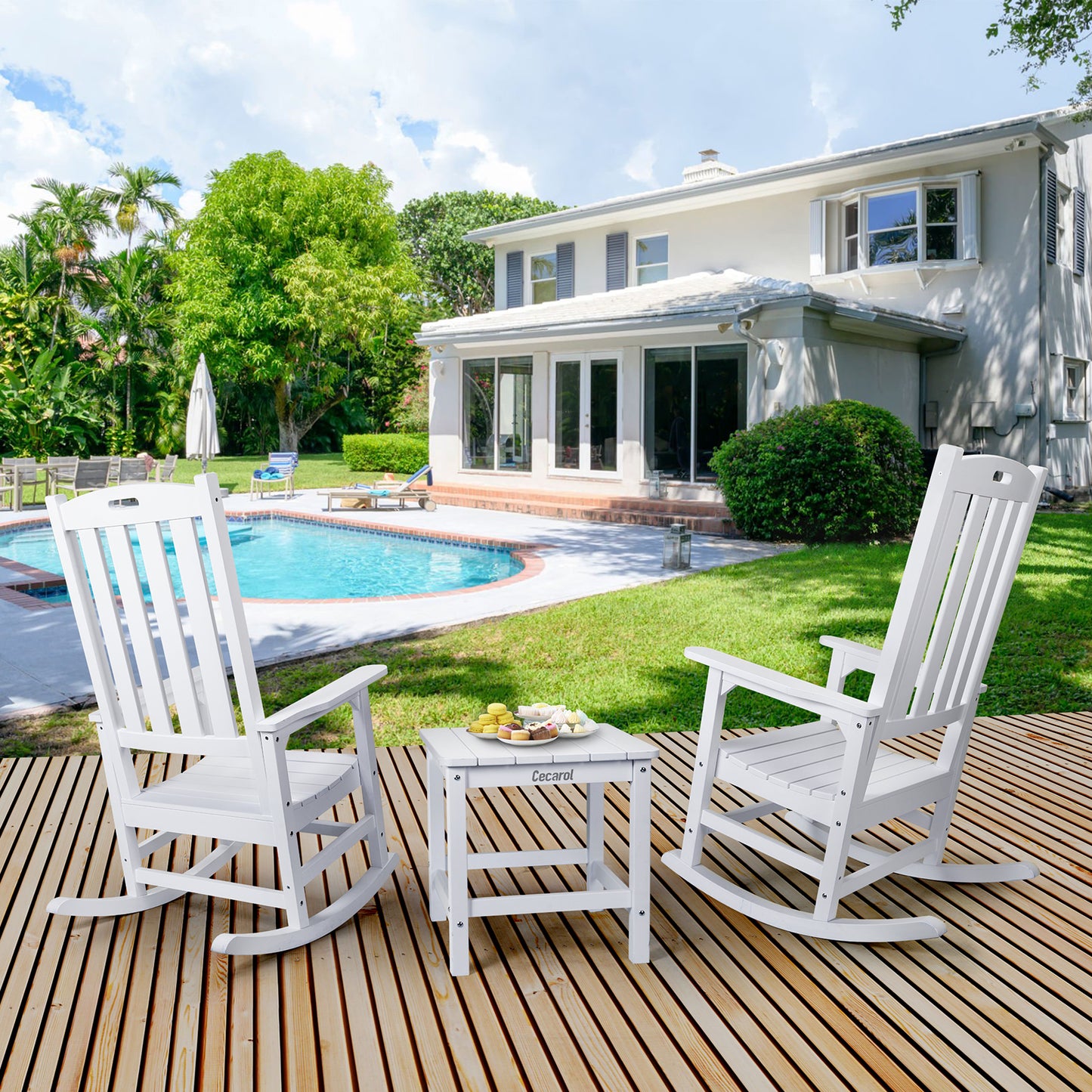 Cecarol Patio Oversized Rocking Chair Outdoor-White