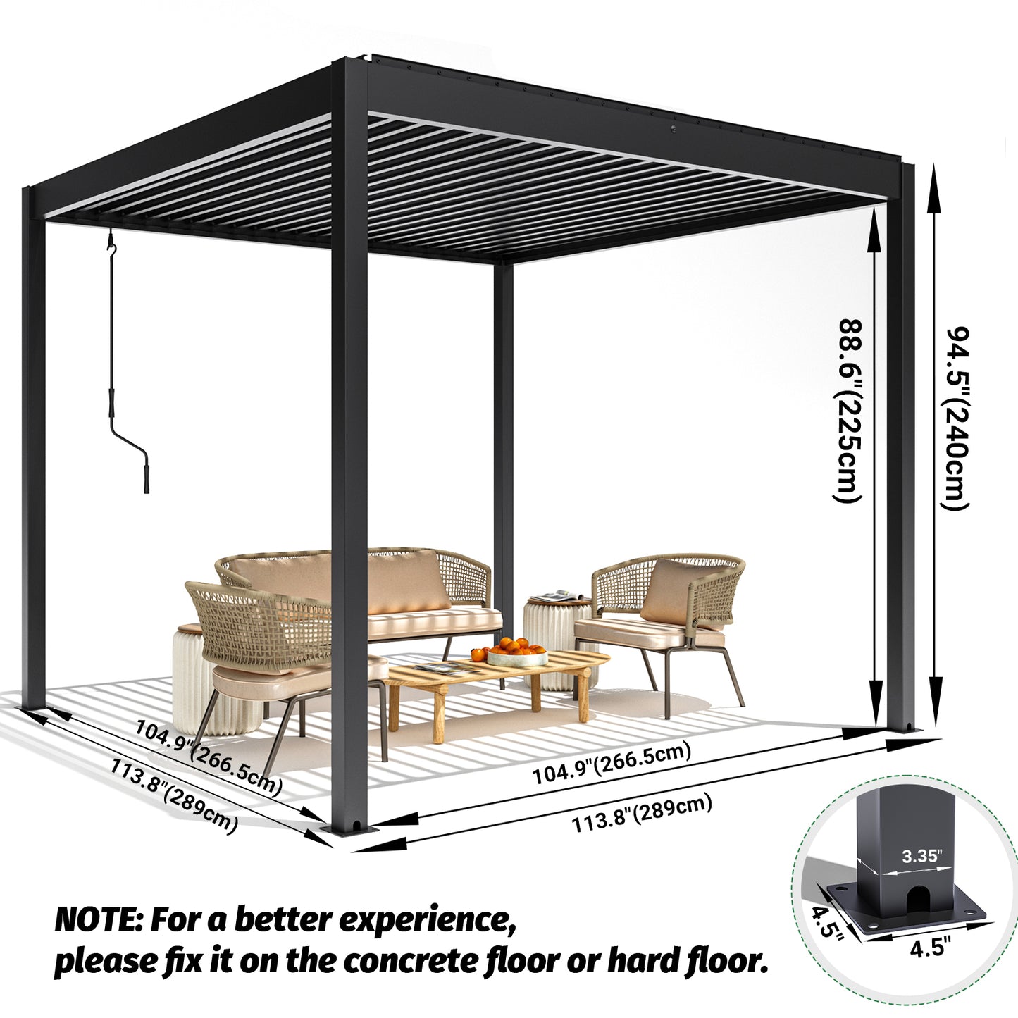 Cecarol 10'x10' NO-Corrosion Louvered Pergola