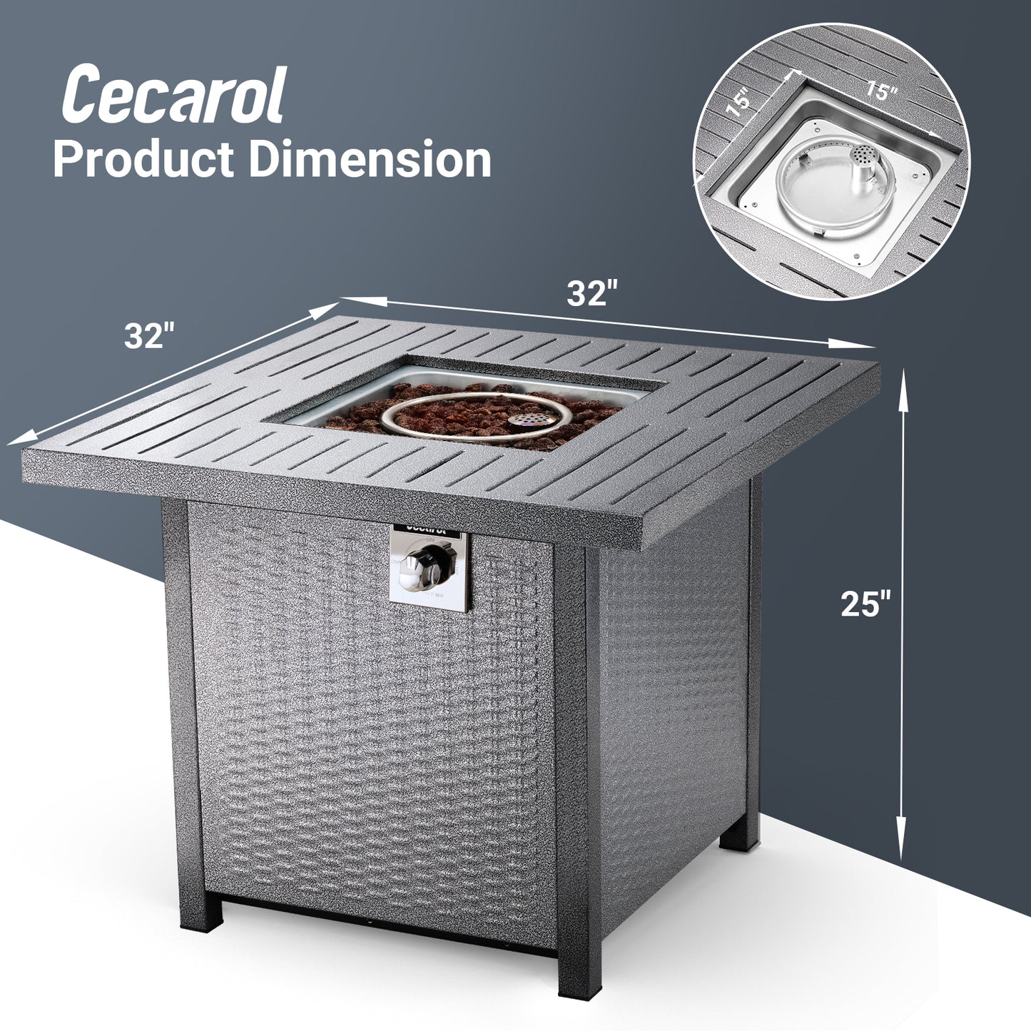 Cecarol Propane Fire Table-Sliver Grey