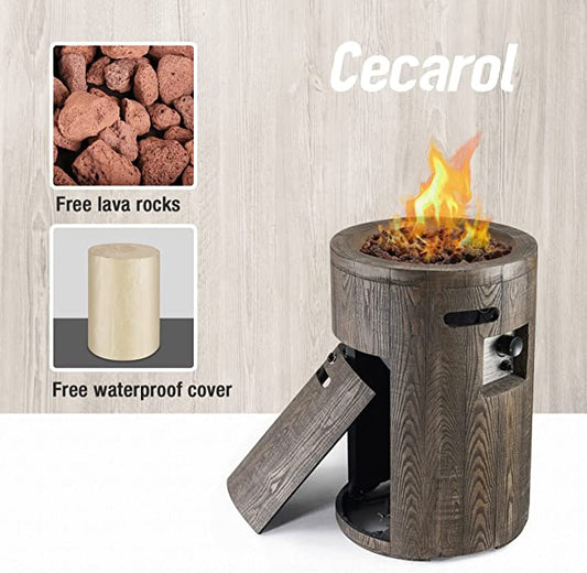 Cecarol 19.5 Round Propane Fire Pit with Free Waterproof Cover