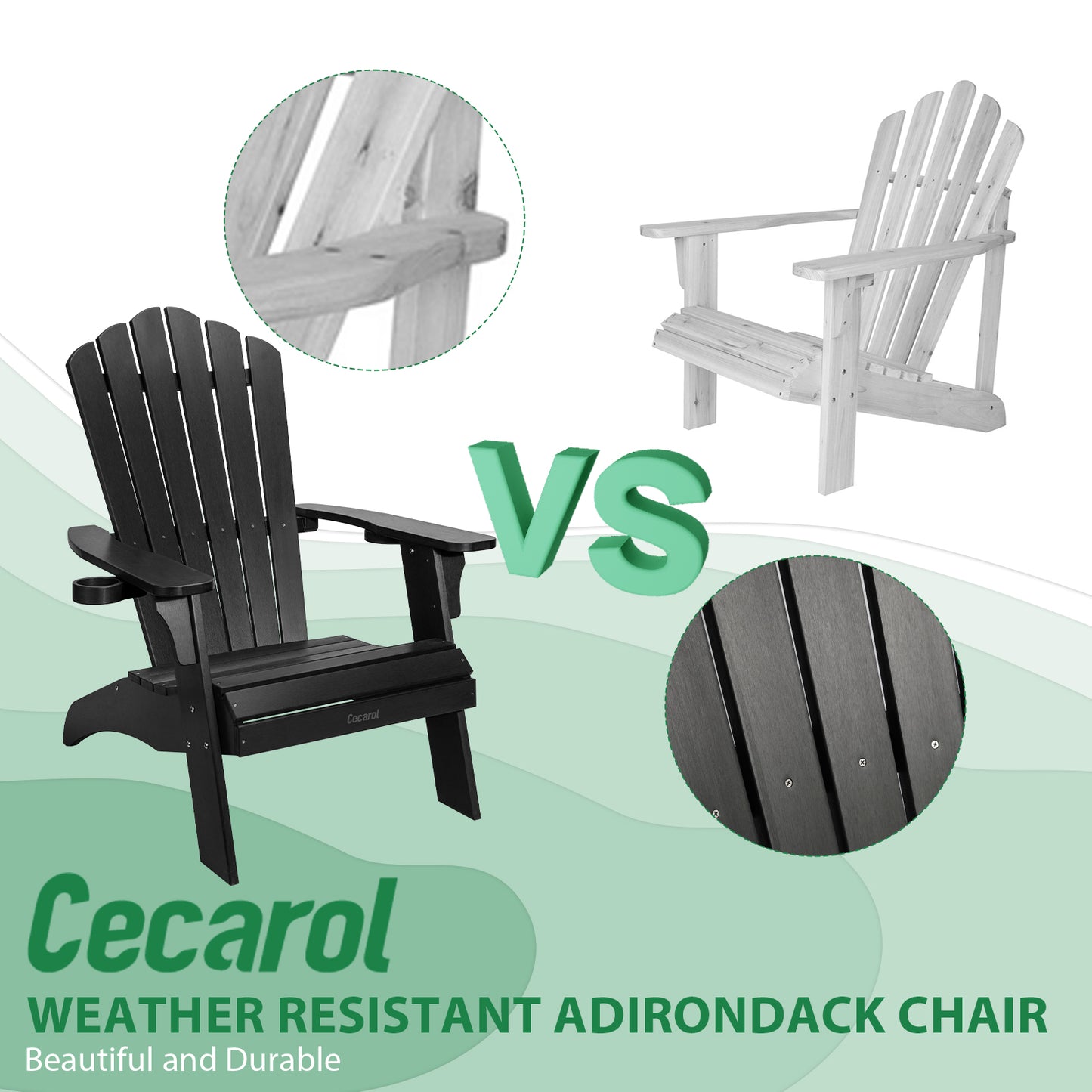 Cecarol Oversized Adirondack Chair - Black